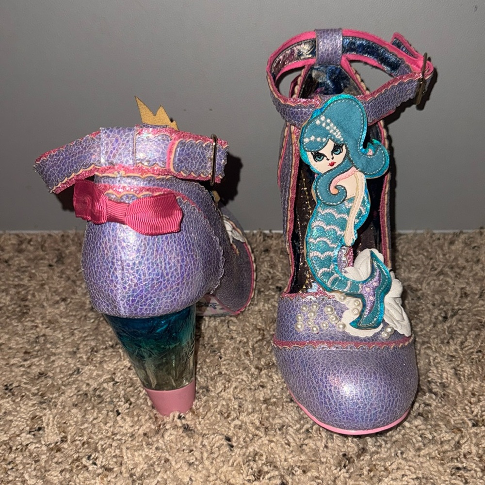 Irregular Choice Barnacle Betty Heels Seahorse Mermaid Pearls Iridescent Purple